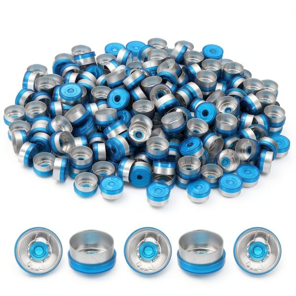 PATIKIL 13mm Flip Off Caps Dark Blue Laboratory Vial Seal 200 pcs-0