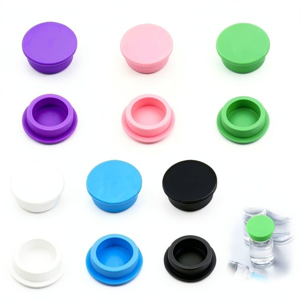 3ml Vial Caps 12 Pack Leakproof Silicone Covers by Ryetvok - 6 Colors-0