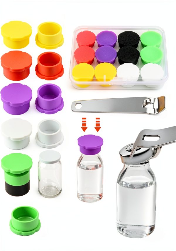 3ml Glass Vial Caps Coldairsoap Leak‑Proof Set with Opener, 6 Colors-0