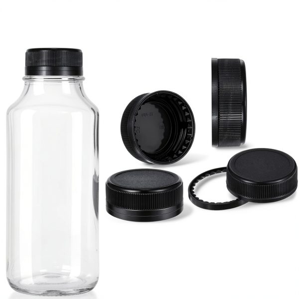 Caps for Empty Juice Bottles 100pcs Black 38mm Plastic Lids Rozer-4