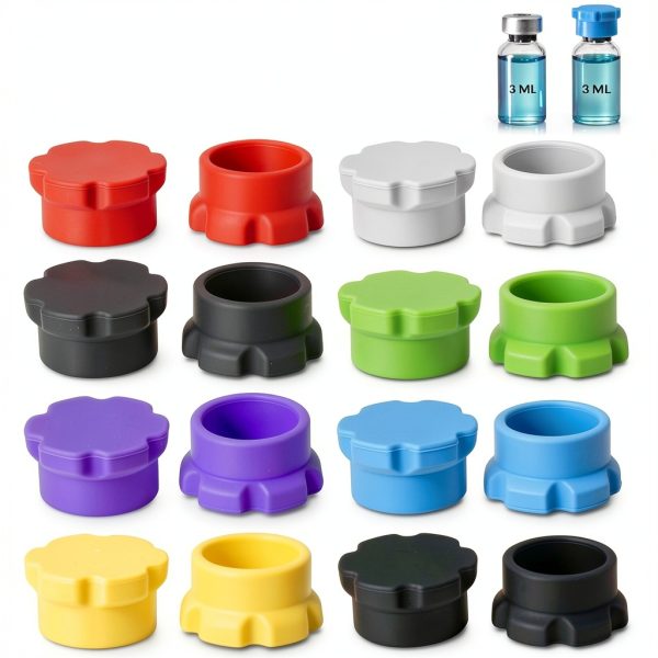 16 Pack 3ml Vial Caps Vorgexora Silicone Covers Leak‑Proof Color‑Coded-1