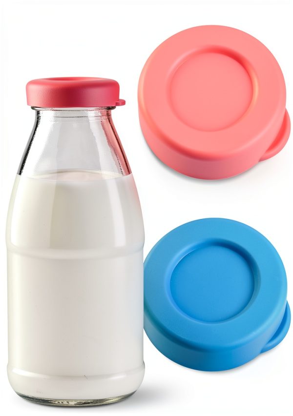 Milk Bottle Caps LUSTRIB Silicone 48mm Airtight Pink Light Blue-0