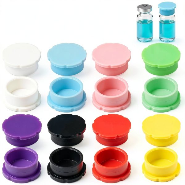 Reusable Glass Vial Caps 16 Pack 3ml Silicone Protective Caps 8 Colors-1