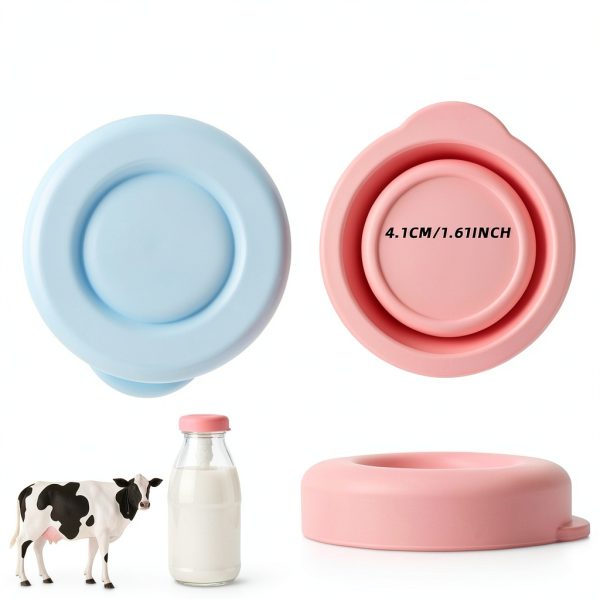 Milk Bottle Caps LUSTRIB Silicone 48mm Airtight Pink Light Blue-1