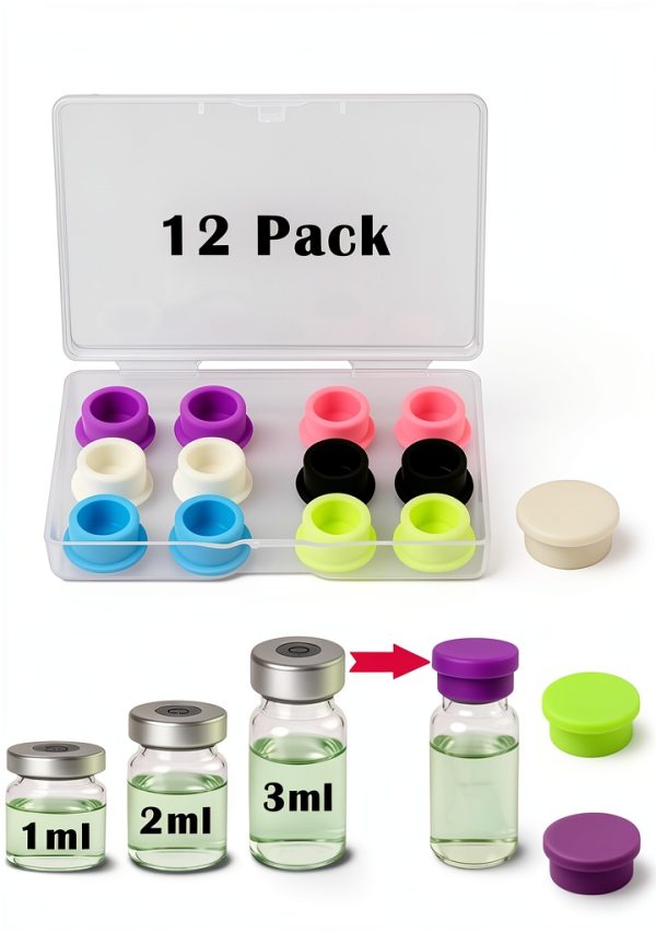 Reusable Vial Caps Mazentrix 12 Pack 6-Color Leak-Proof Silicone Caps-0